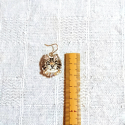 【受注制作作品】キジトラ猫の 刺繍 ピアス・イヤリング 3枚目の画像