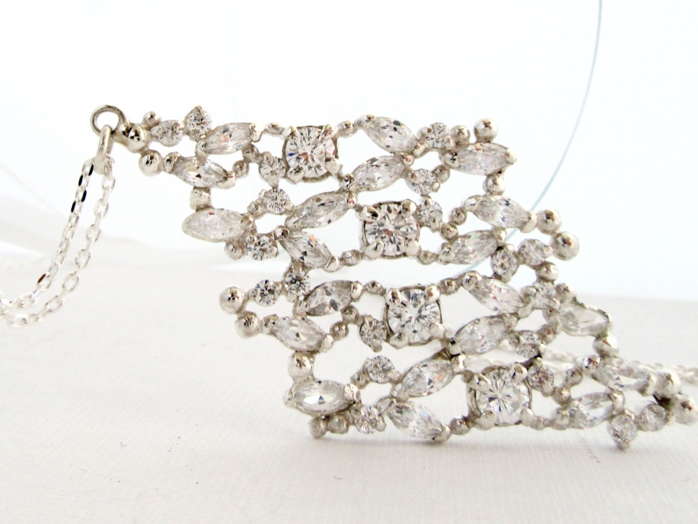 [brugge]ロングネックレス cz×silver