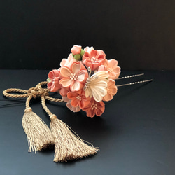 再販❤️つまみ細工 桜と蝶のかんざし 2枚目の画像
