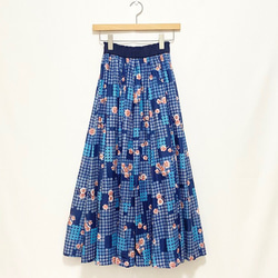〈sold out〉レトロなブルーの花柄フレアスカート  ロングスカート 〚一点物〛 8枚目の画像