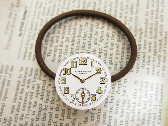 時計の文字盤のヘアゴム（針あり） 2枚目の画像