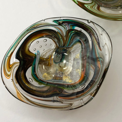 マーブル泡彩 ／ガラス平皿／器 3枚目の画像