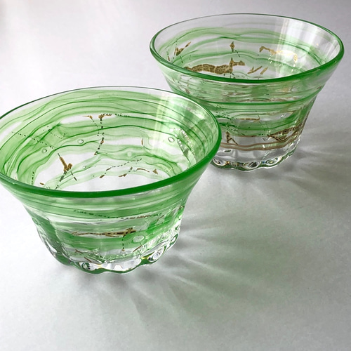 緑彩箔器 ／ガラス皿／ガラスボール／かき氷皿 お椀・ボウル・鉢