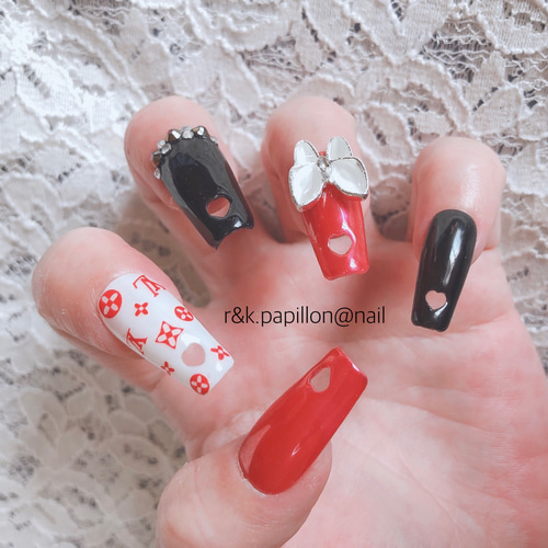 ネイルチップ ハートくり抜きネイル ネイルチップ（つけ爪