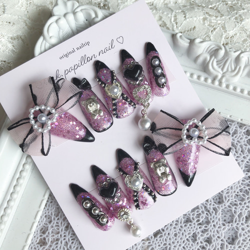 ネイルチップ 量産型ネイル 地雷ネイル メンヘラ 病み ネイルチップ  