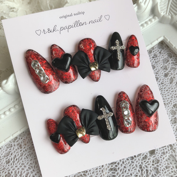ネイルチップ 地雷ネイル 病みネイル メンヘラ ネイルチップ（つけ爪