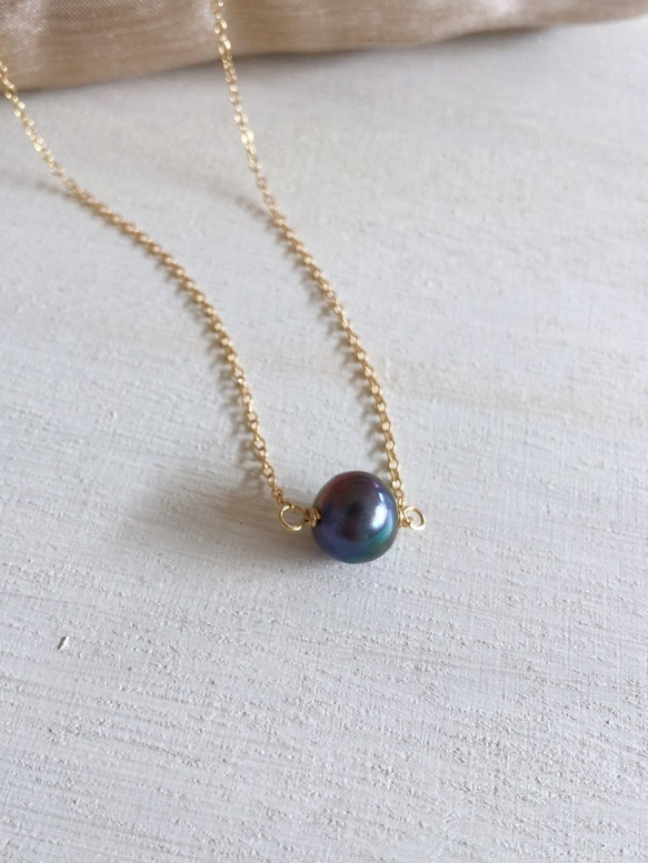 Akoya black berry pearl necklace 14kgf 3枚目の画像