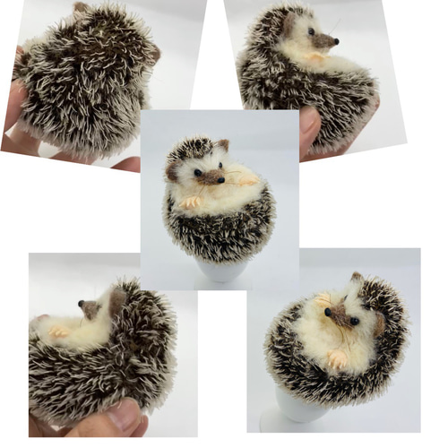 羊毛フェルト ハリネズミ 仰向けポーズ ベビーサイズ 羊毛