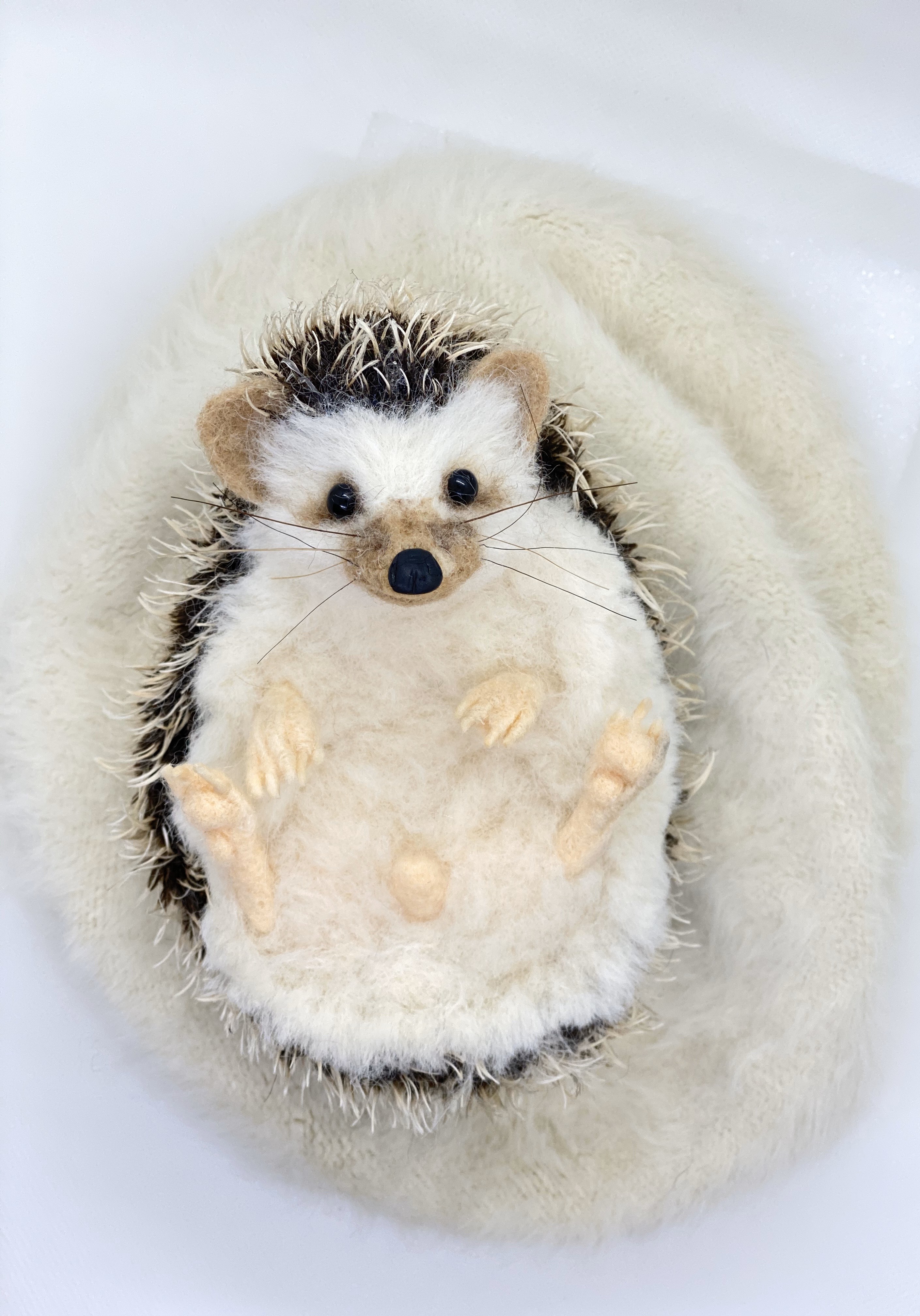 ハンドメイド ハリネズミ 羊毛フェルト ぬいぐるみ3匹