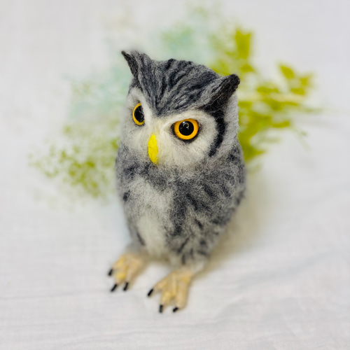 羊毛フェルト フクロウ アフリカオオコノハズク ミニサイズ 羊毛