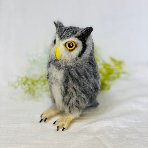 羊毛フェルト フクロウ アフリカオオコノハズク 羊毛フェルト