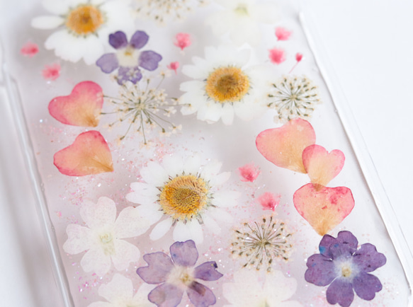 iPhoneケース＊ノースポールとハート型バラの花びら＊母の日・誕生日・お祝い・敬老の日 5枚目の画像