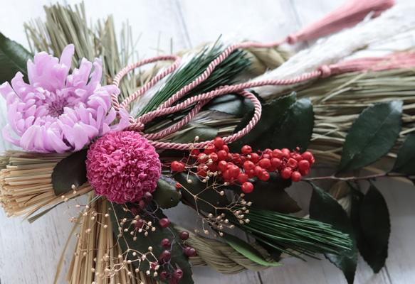 【creema限定】大輪の菊とピンポンマムの大きめお正月飾り＊プリザーブドフラワー＊お歳暮・贈り物ギフト 4枚目の画像