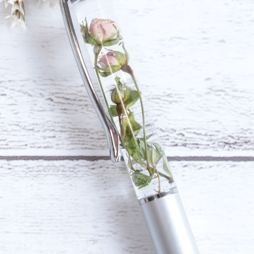 固まるハーバリウム印鑑（シャチハタ・シルバー&リトルローズ）無料