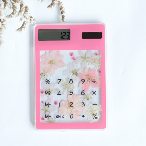 ハーバリウム電卓～満開桜～固まるハーバリウム＊母の日・誕生日などに