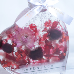 クリスタルハート型ハーバリウム：赤い薔薇orボタニカルピンク～「Thank You」リボンを添えて～母の日・敬老 10枚目の画像