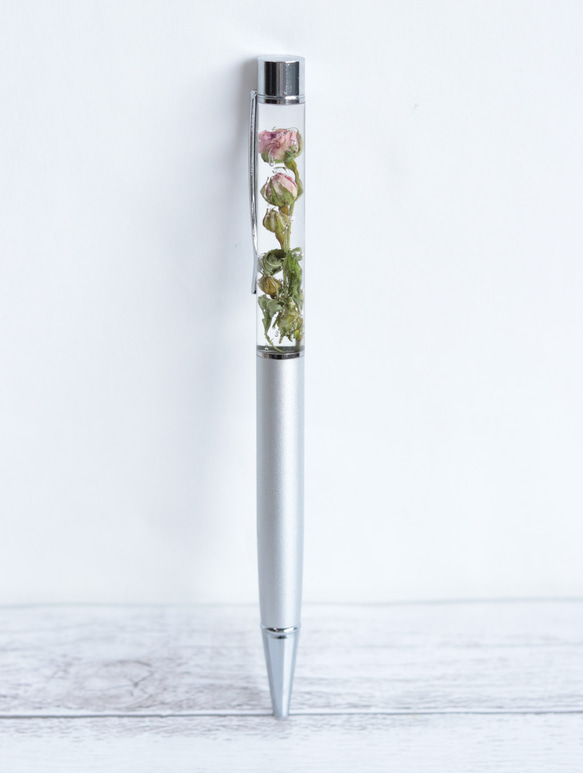 「小花を閉じ込めて」リトルローズのボールペン&ＵＳＢメモリセット＊固まるハーバリウム＊無料ラッピング 8枚目の画像