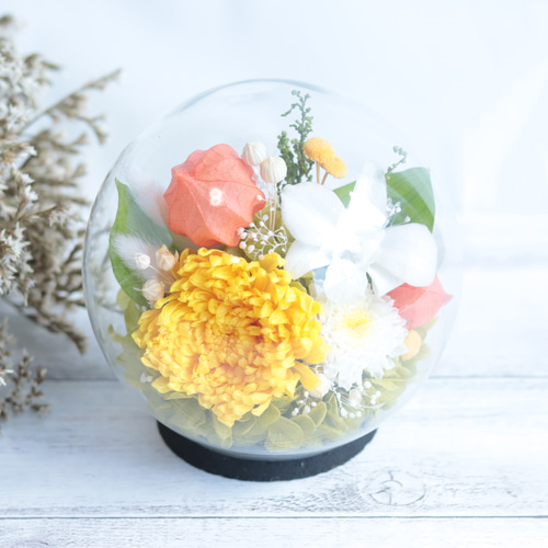 大切な方に贈る仏花～鬼灯と輪菊～＊プリザーブドフラワー＊お
