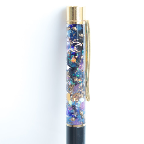 ハーバリウムボールペン＊宇宙・時空空間/ゴールド&ブラック＊無料