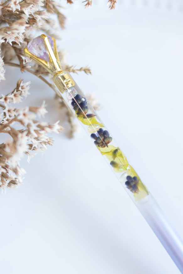 【選べるカラー】小花×クリスタルシャープペンシル＊固まるハーバリウム＊無料ラッピング 3枚目の画像