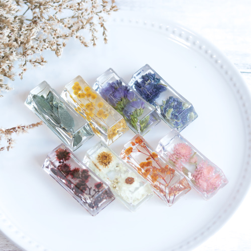 固まるハーバリウム　オーダーページ 植物標本シリーズ：固まるハーバリウム箸置＊選べるお花2点