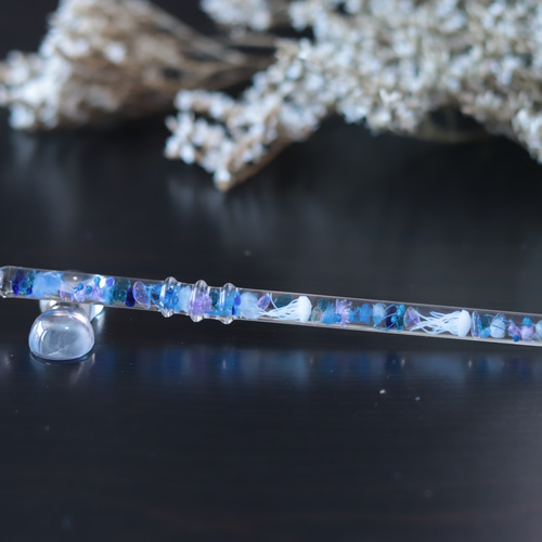 水中花のガラスペン～海月～＊ガラスペン置き付き＊ハーバリウム