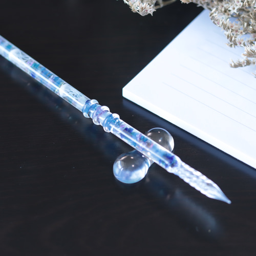 ガラスペン　月海月 水中花のガラスペン～海月～＊ガラスペン置き付き＊ハーバリウム