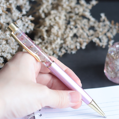 ボールペン&ペンスタンドセット～桜吹雪～＊固まるハーバリウム＊無料