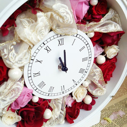 無料ラッピング付＊ラッピング風丸型花時計＊プリザーブド＊結婚･誕生日･母の日･還暦など＊数量限定ピンク台変更ＯＫ 2枚目の画像