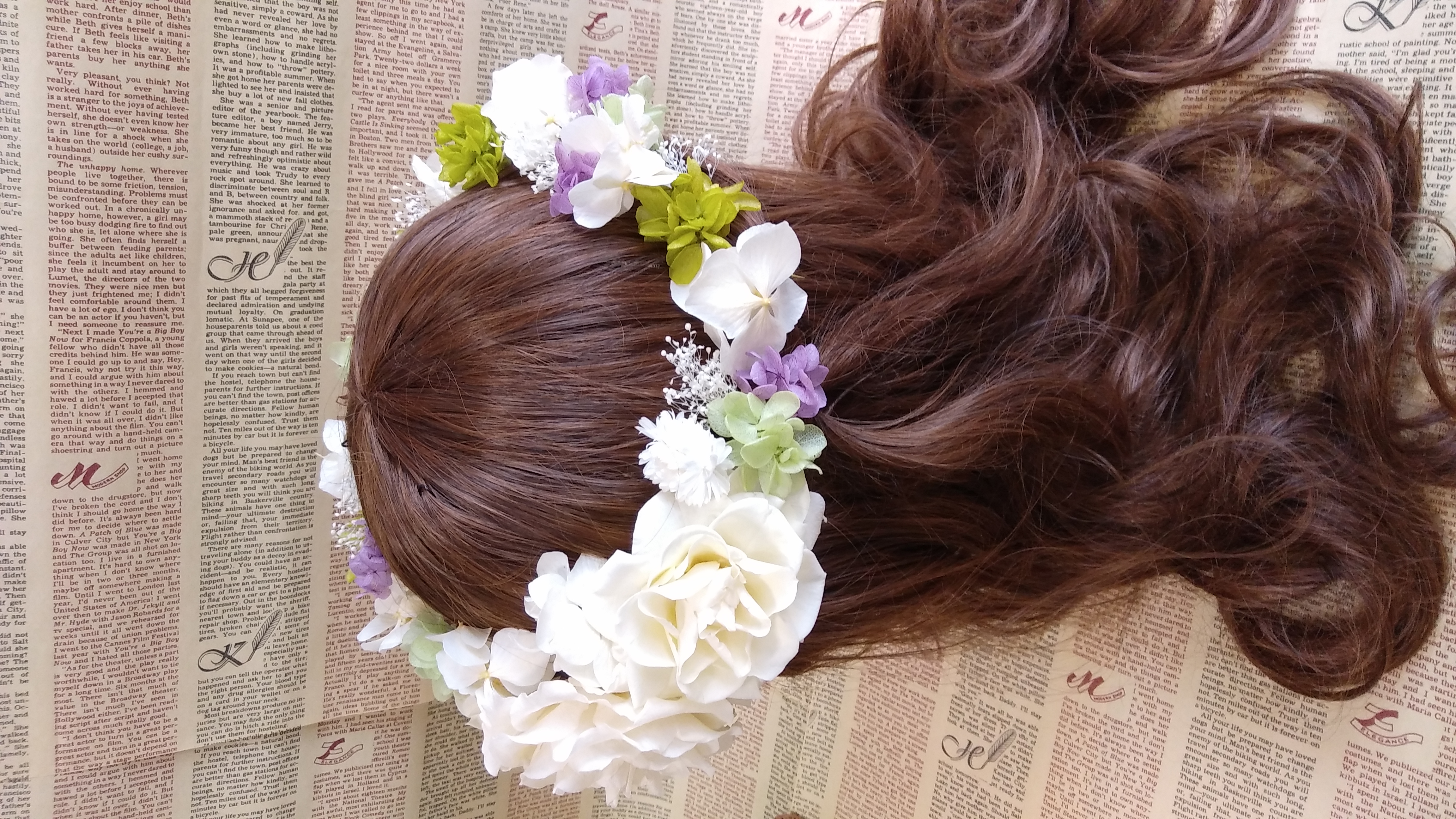 選べるカラー＊花冠＆ヘッドドレスの2way仕様＊ブリザーブドフラワー＊アレンジ自由自在の豪華43点セット