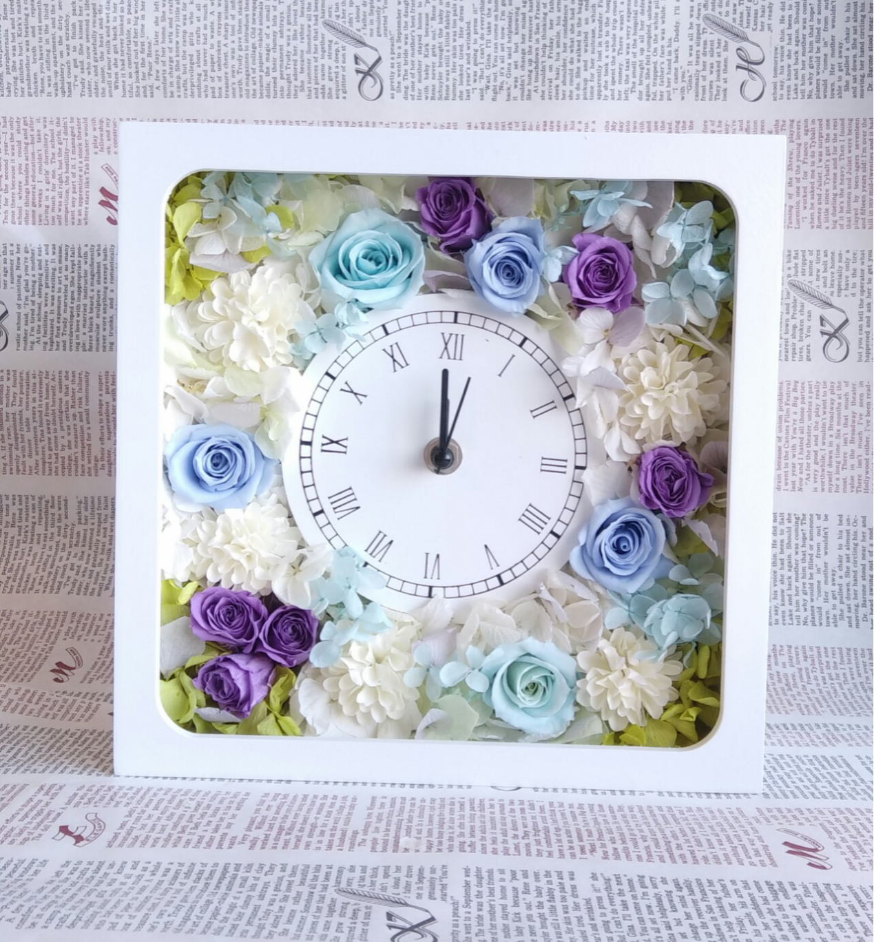 ブルーシュガー花時計＊リニューアル＆ボリュームup！＊プリザーブドフラワー＊無料ラッピング付＊母の日・結婚・誕生日