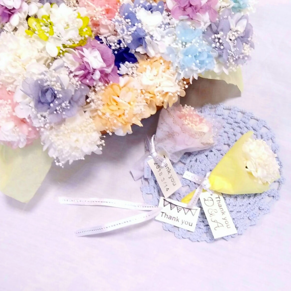 選べるカラー】あじさい&カスミソウmixのミニミニ花束＊サンクス