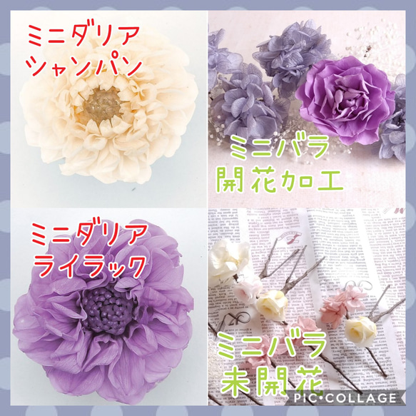 あじさいとオーロラかすみ草のヘッドドレス～ダスティピンク×ライラックmix～＊プリザーブド＊セミオーダーＯＫ 8枚目の画像