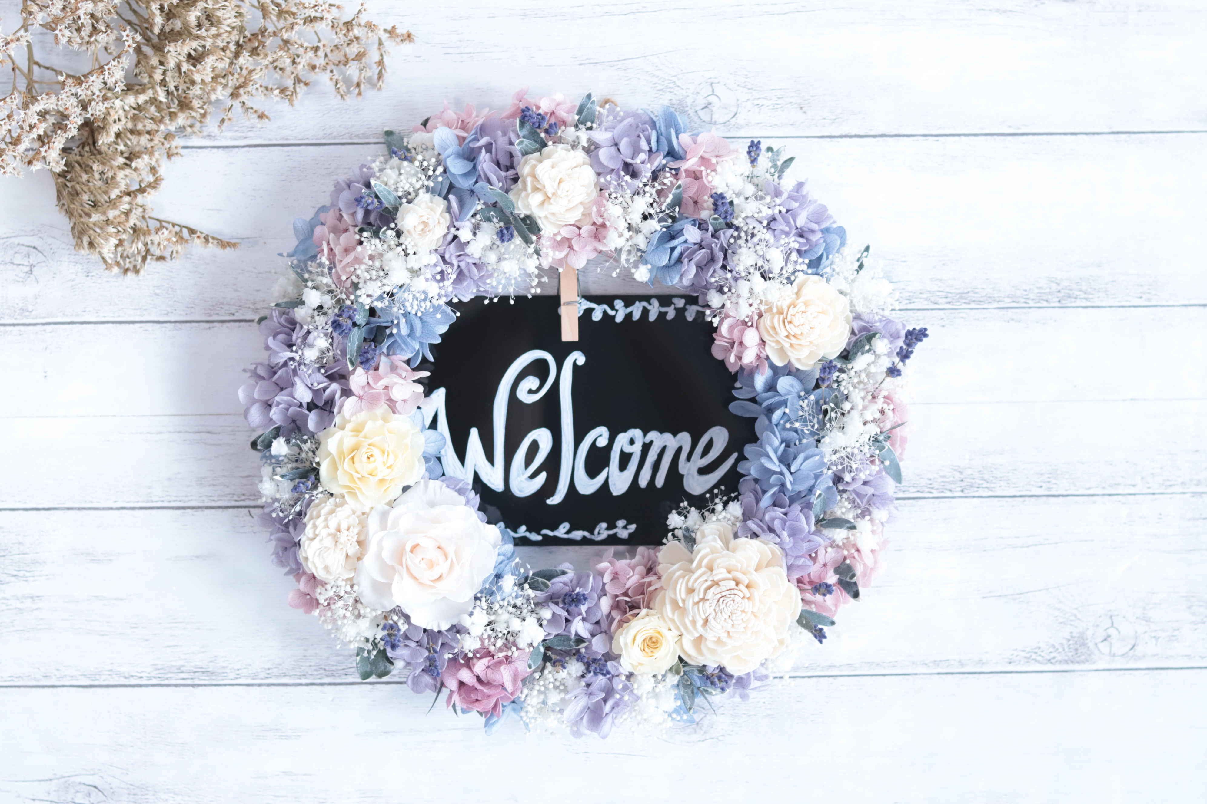 北欧風ノルディックリース＊ウェルカムボード付き＊受付・ウェルカムスペース＊結婚・誕生日など贈り物ギフトにも◎