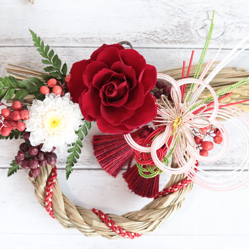 お正月飾り【野バラ&稲穂】ドライフラワー お正月飾り【野バラ&稲穂】ドライフラワー お正月飾り【野バラ&稲穂