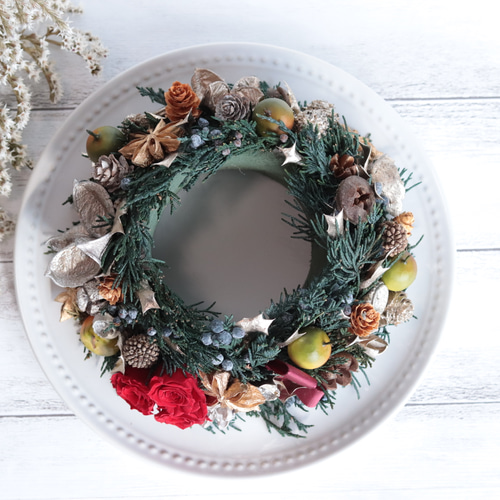 キャンドルリース＊プリザーブドフラワー＊クリスマス贈り物ギフトにも