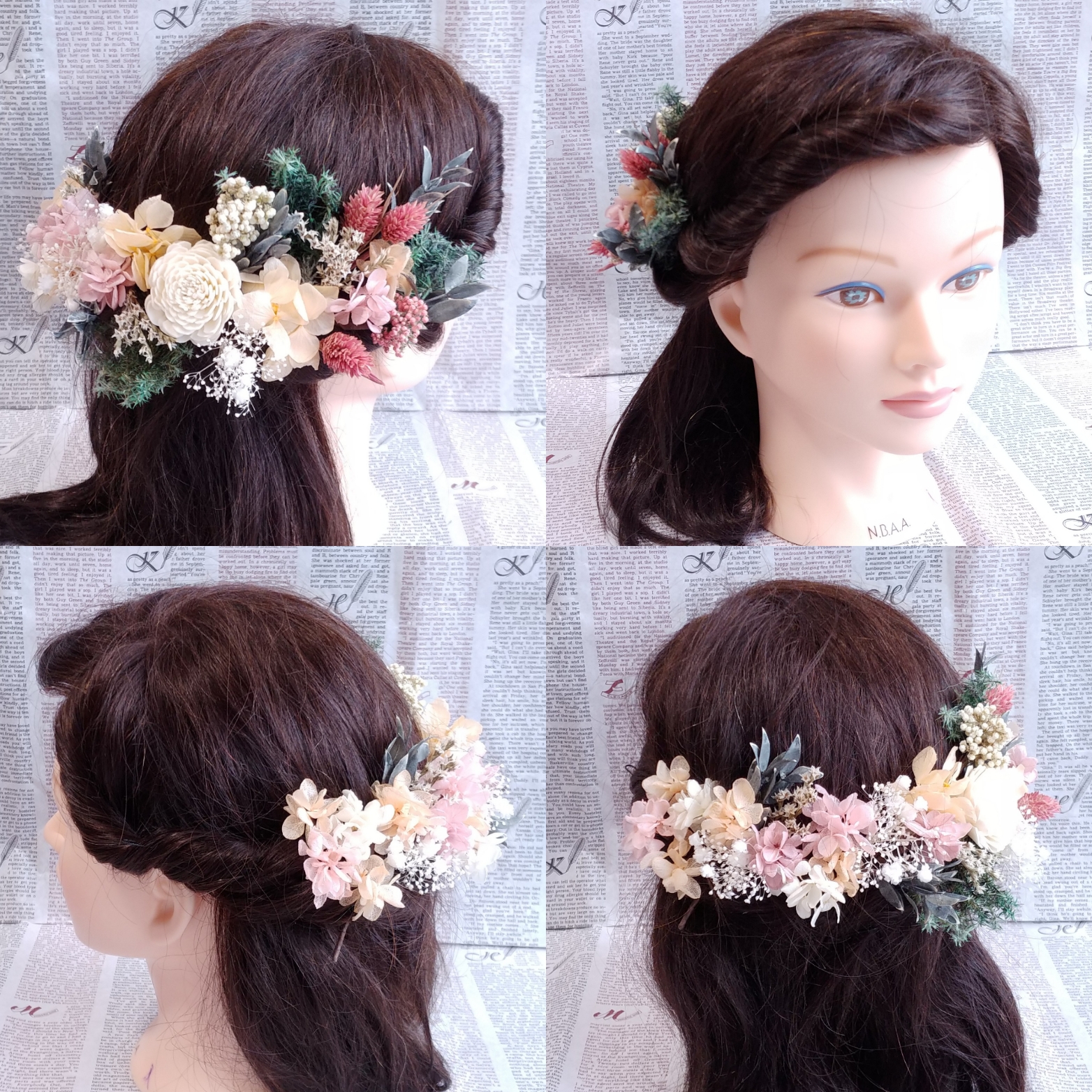 選べるカラー！ナチュラルヘッドドレス＊ブートニア・リースブーケもオーダーＯＫ＊プリザーブドフラワー