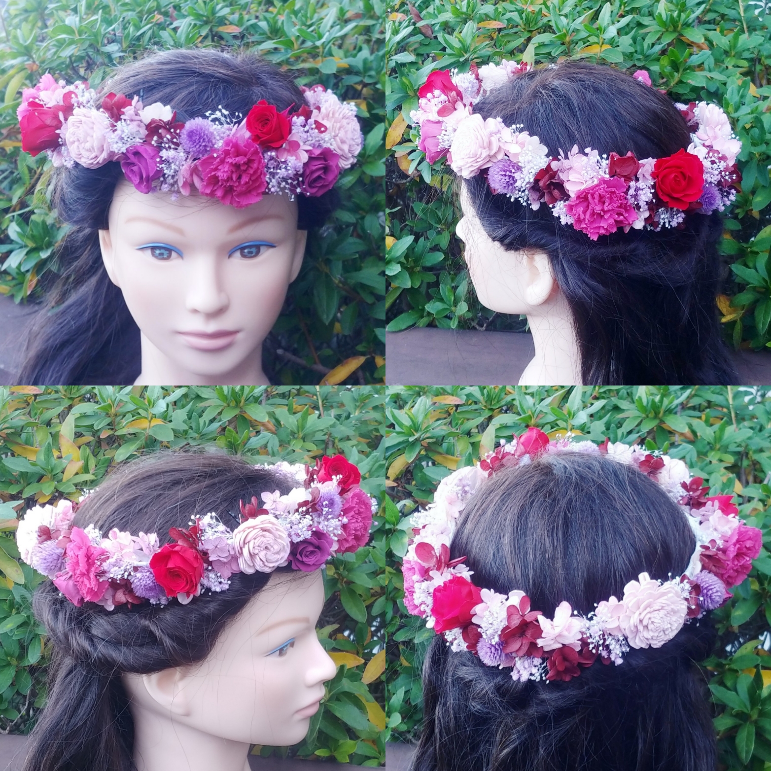 カラーオーダー制＊ピンクベリーのナチュラル花冠＊フラワーピース付にも変更ＯＫ