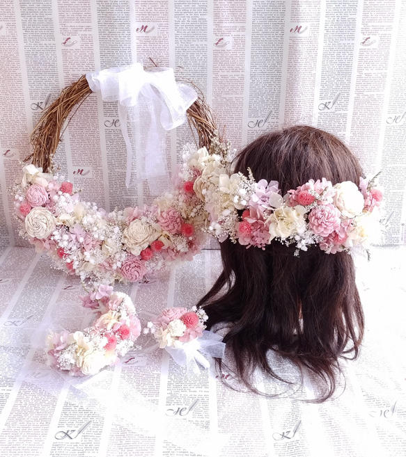 カラーオーダーOK！ナチュラルリースブーケ・ヘッドドレス