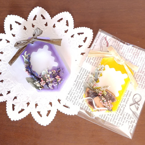 ミモザとオレンジ&ラベンダーのアロマサシェ2個セット☆アロマワックス 