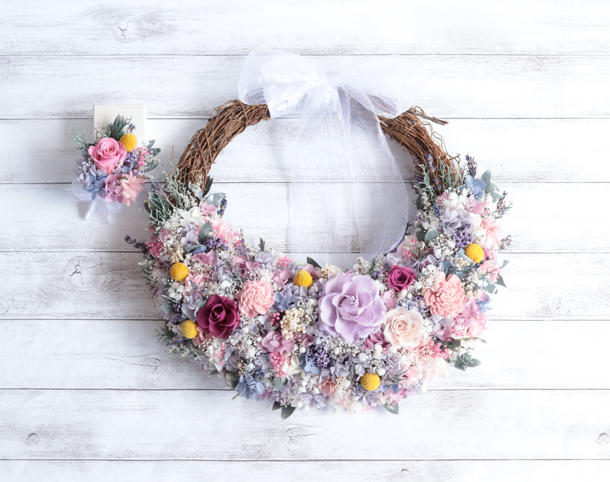 バラのチュラルリースブーケ＊ラプンツェル＊プリザーブドフラワー