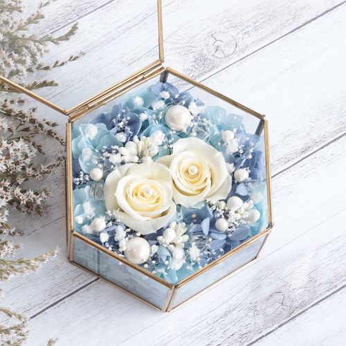 ゼクシィ掲載】海のリングピロー（バラ未開花タイプ