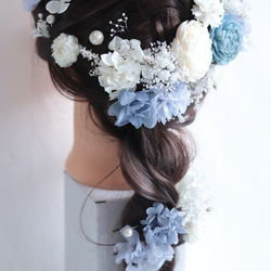 【カラーオーダーＯＫ】海のナチュラルヘッドドレス＊ラプンツェル＊プリザーブドフラワー&ドライフラワー 2枚目の画像