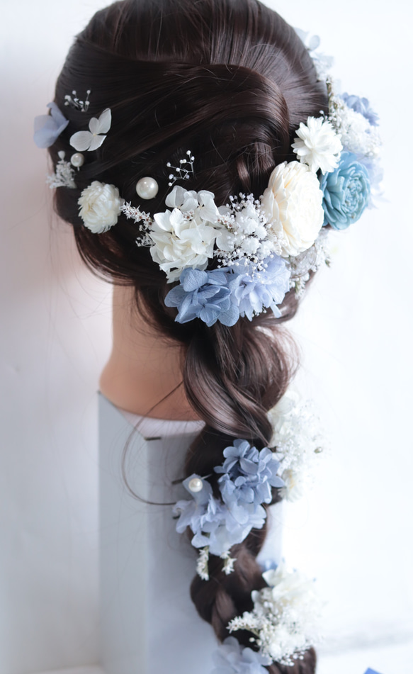 【カラーオーダーＯＫ】海のナチュラルヘッドドレス＊ラプンツェル＊プリザーブドフラワー&ドライフラワー 2枚目の画像