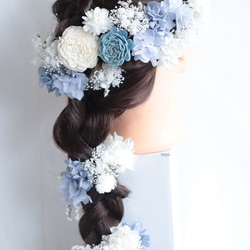 【カラーオーダーＯＫ】海のナチュラルヘッドドレス＊ラプンツェル＊プリザーブドフラワー&ドライフラワー 3枚目の画像