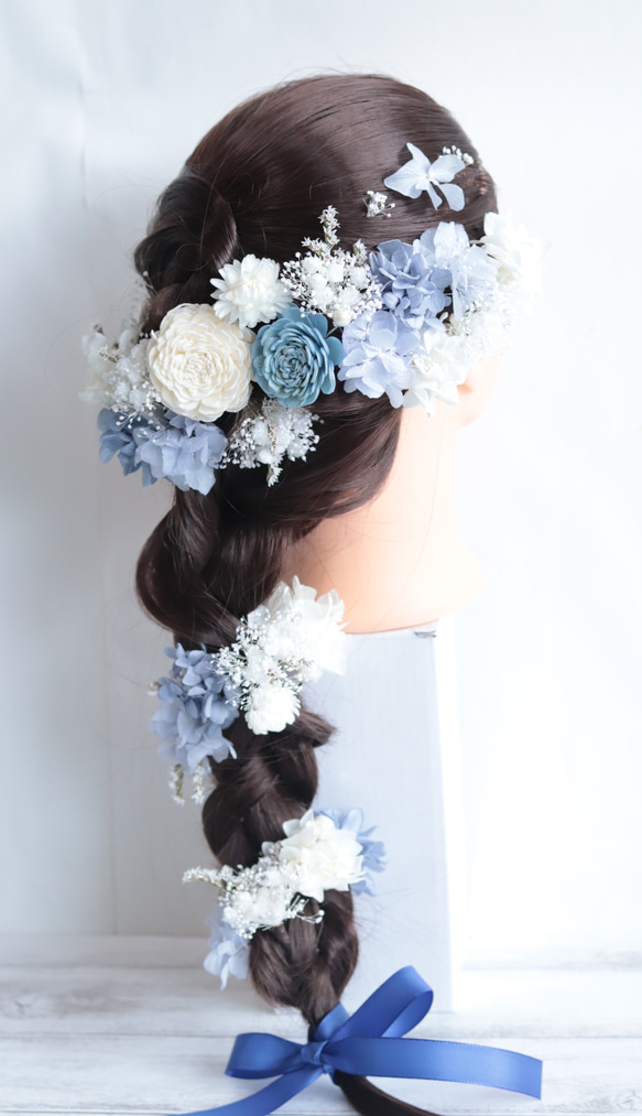 【カラーオーダーＯＫ】海のナチュラルヘッドドレス＊ラプンツェル＊プリザーブドフラワー&ドライフラワー 3枚目の画像