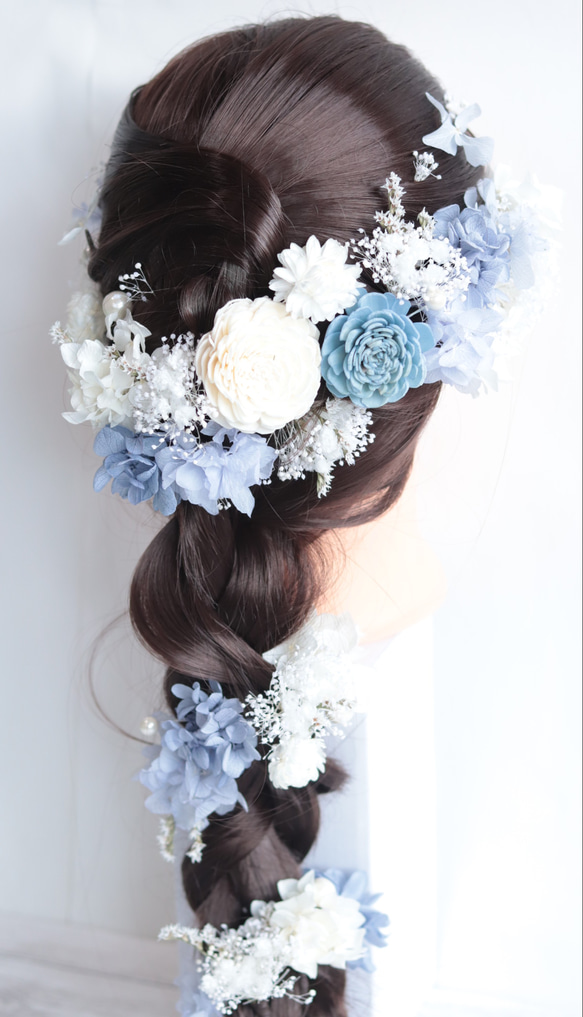 【カラーオーダーＯＫ】海のナチュラルヘッドドレス＊ラプンツェル＊プリザーブドフラワー&ドライフラワー 4枚目の画像