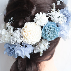 【カラーオーダーＯＫ】海のナチュラルヘッドドレス＊ラプンツェル＊プリザーブドフラワー&ドライフラワー 6枚目の画像