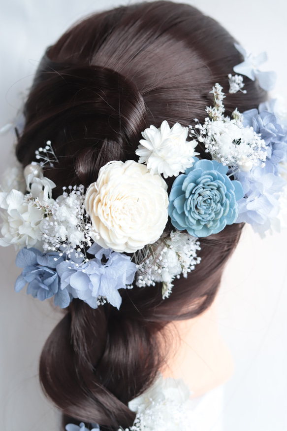 【カラーオーダーＯＫ】海のナチュラルヘッドドレス＊ラプンツェル＊プリザーブドフラワー&ドライフラワー 6枚目の画像