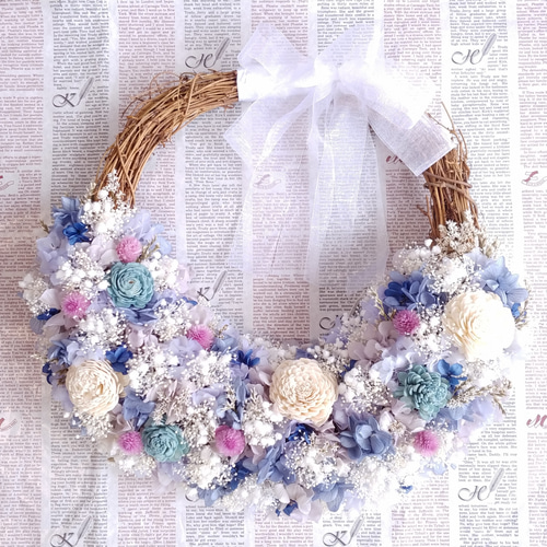 ナチュラルリースブーケ(ハーフ)＊プリザーブドフラワー&ドライ  